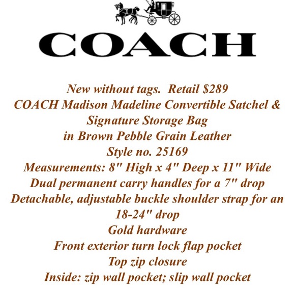 COACH Madison Madeline Satchel/Purse -Style #25169 - Picture 10 of 10